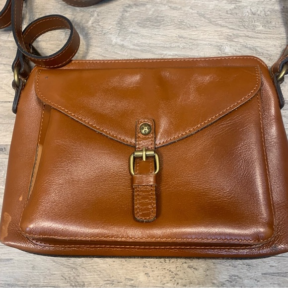 Patricia Nash Avellino Cognac Leather Saddle Satchel Tan Crossbody Bag - Picture 8 of 16